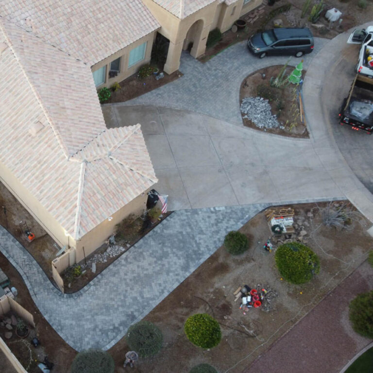 planting and pavers droneshot