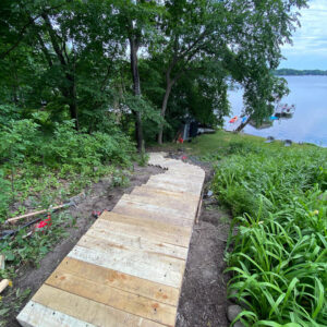 outdoor wooden staircase installation
